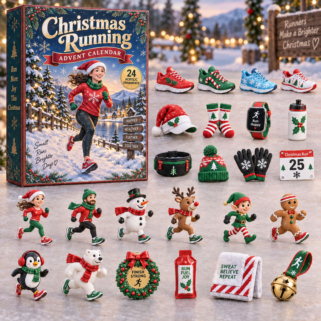CHRISTMAS KICKOFF 40% OFF - Christmas Running Advent Calendar 2026 - 24-Day Festive Countdown, Acrylic Charms Blind Box - Gift For Running Lovers AC0NT501