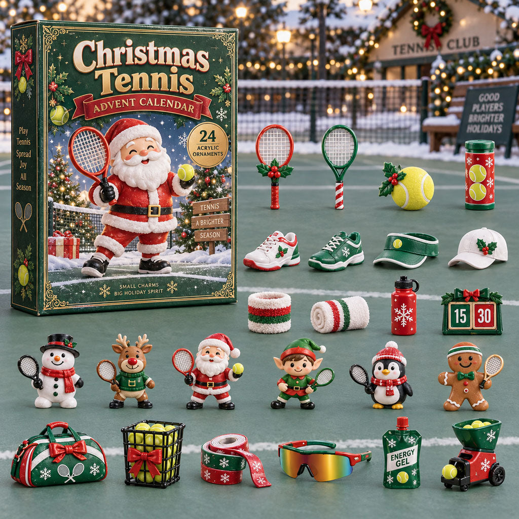 CHRISTMAS KICKOFF 40% OFF - Christmas Tennis Advent Calendar 2026 - 24-Day Festive Countdown, Acrylic Charms Blind Box - Gift For Tennis Lovers AC0NT533