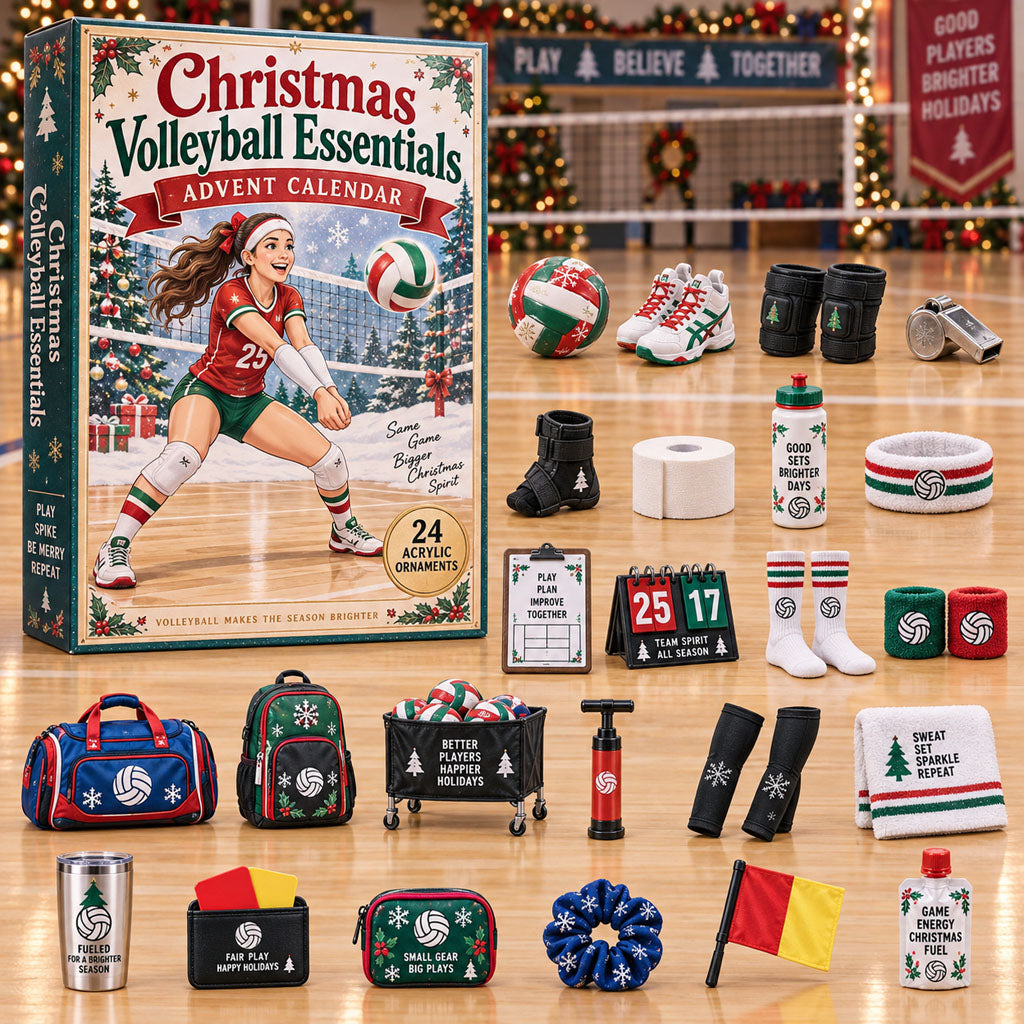 CHRISTMAS KICKOFF 40% OFF - Christmas Volleyball Essentials Advent Calendar 2026 - 24-Day Festive Countdown, Acrylic Charms Blind Box - Gift For Volleyball Lovers AC0NT528