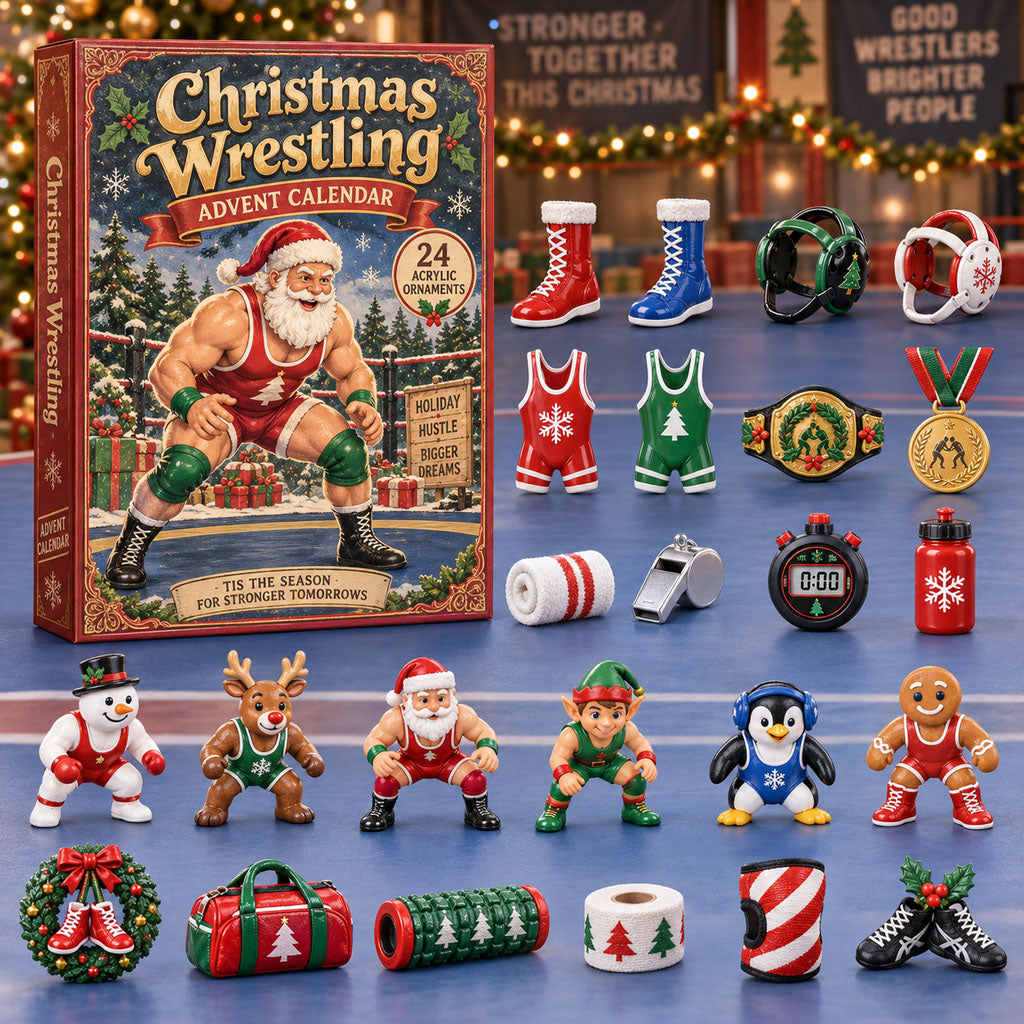 CHRISTMAS KICKOFF 40% OFF - Christmas Wrestling Advent Calendar 2026 - 24-Day Festive Countdown, Acrylic Charms Blind Box - Gift For Wrestling Lovers AC0NT506