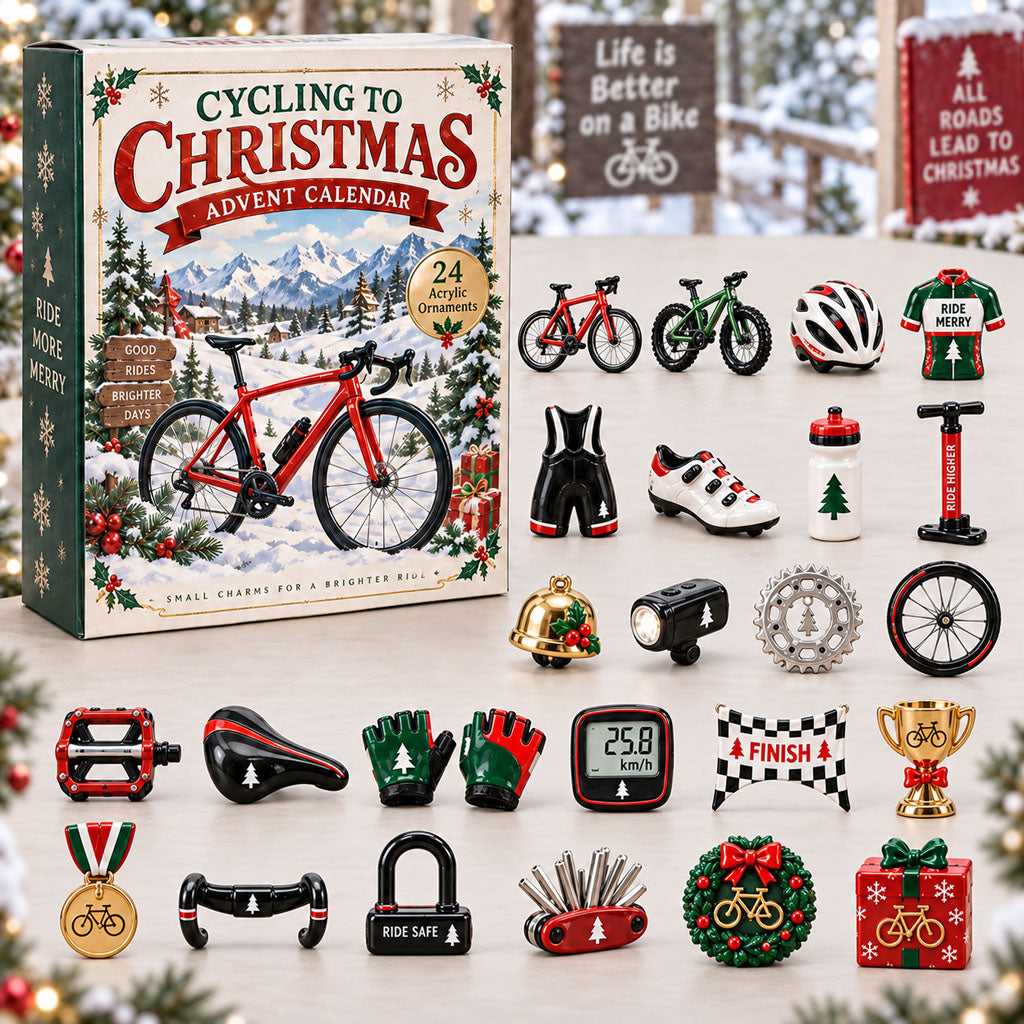 CHRISTMAS KICKOFF 40% OFF - Cycling to Christmas Advent Calendar 2026 - 24-Day Festive Countdown, Acrylic Charms Blind Box - Gift For Cycling Lovers AC0TM437
