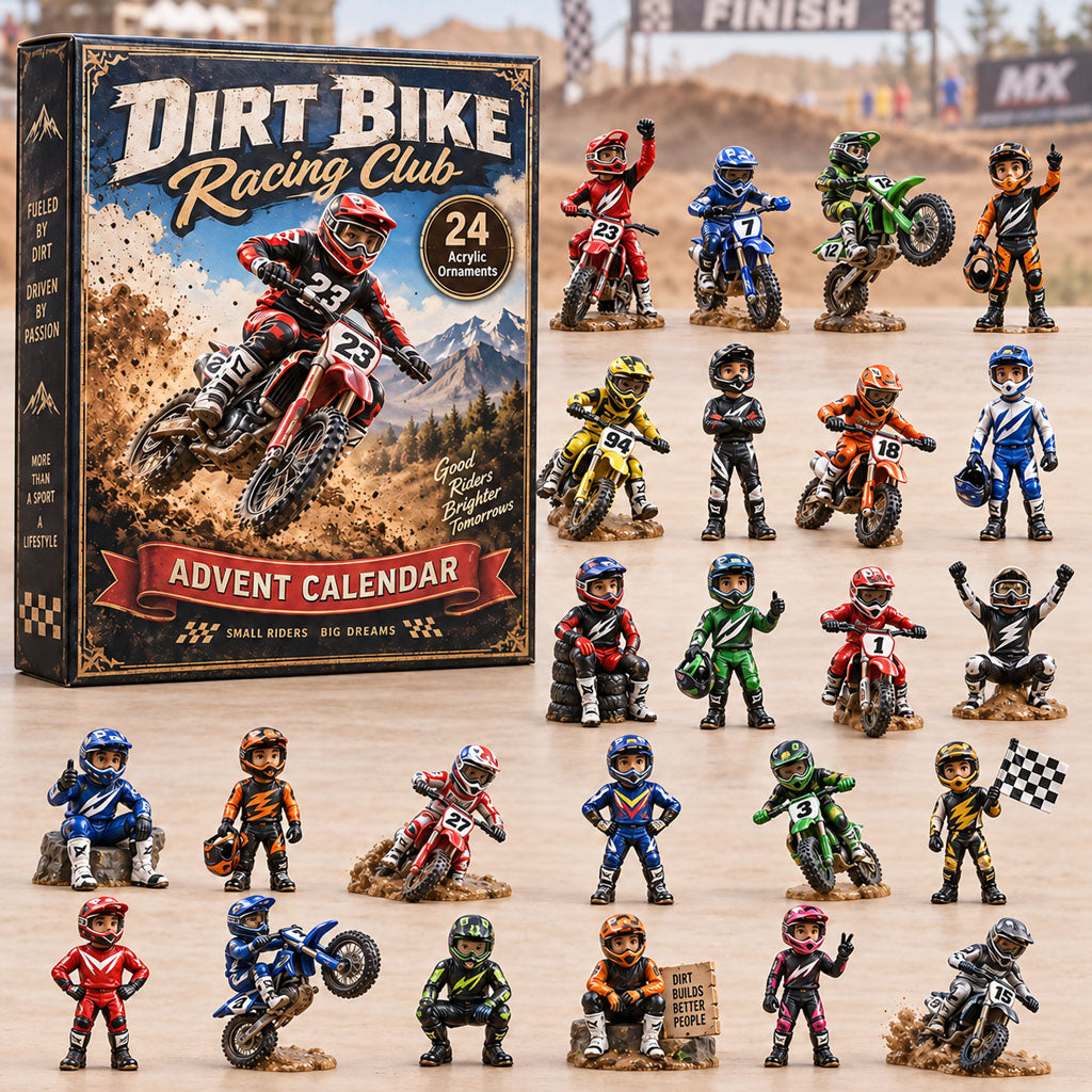 CHRISTMAS KICKOFF 40% OFF - Dirt Bike Racing Club Advent Calendar 2026 - 24-Day Festive Countdown, Acrylic Charms Blind Box - Gift For Dirt Biker Lovers AC0TH375