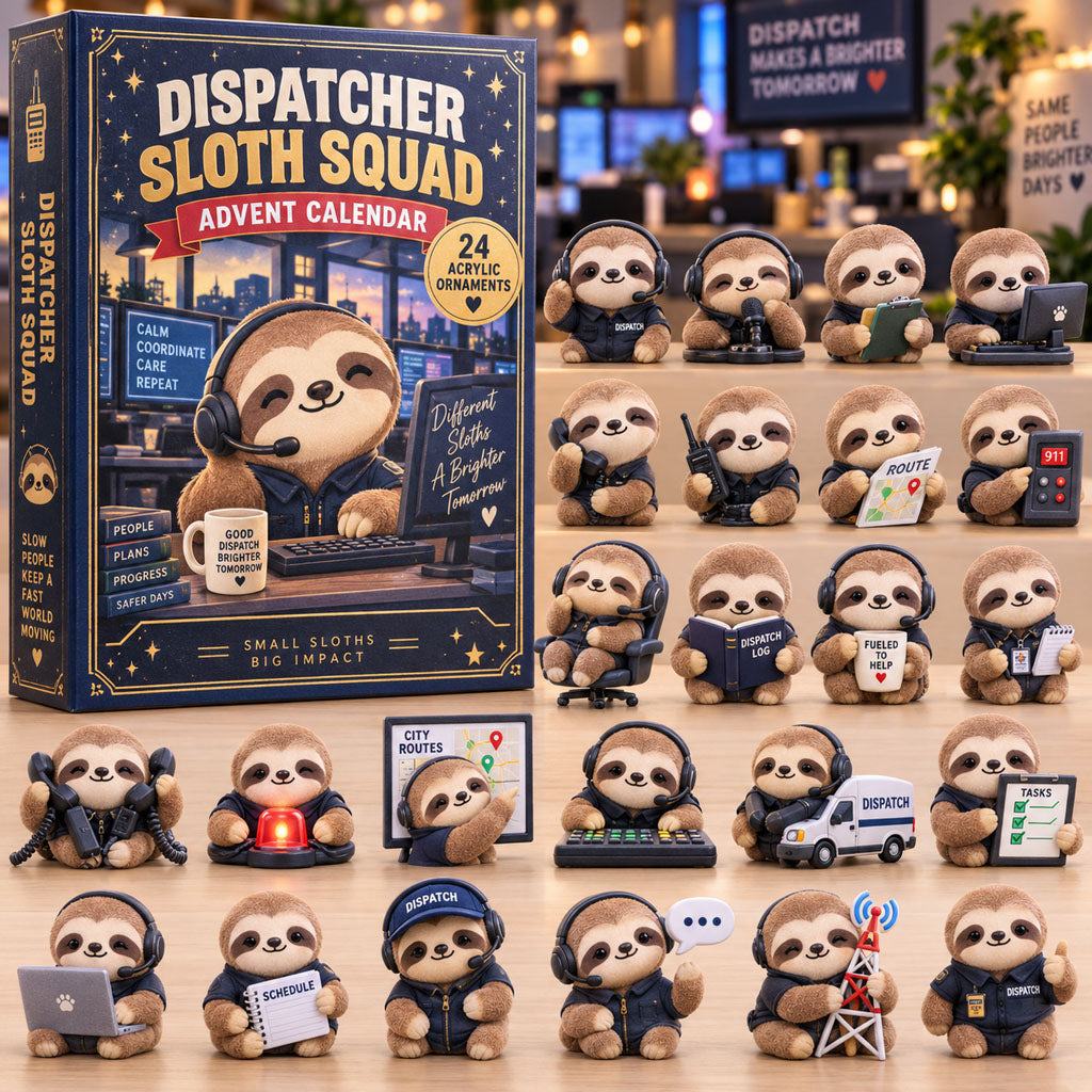 CHRISTMAS KICKOFF 40% OFF - Dispatcher Sloth Squad Advent Calendar 2026 - 24-Day Festive Countdown, Acrylic Charms Blind Box - Gift For Dispatcher AC0TM449