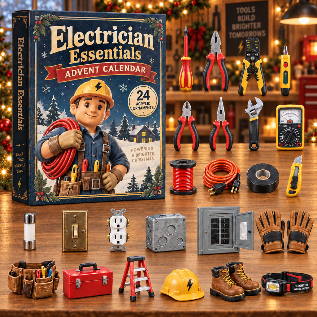 CHRISTMAS KICKOFF 40% OFF - Electrician Essentials Advent Calendar 2026 - 24-Day Festive Countdown, Acrylic Charms Blind Box - Gift For Electricians AC0NT453