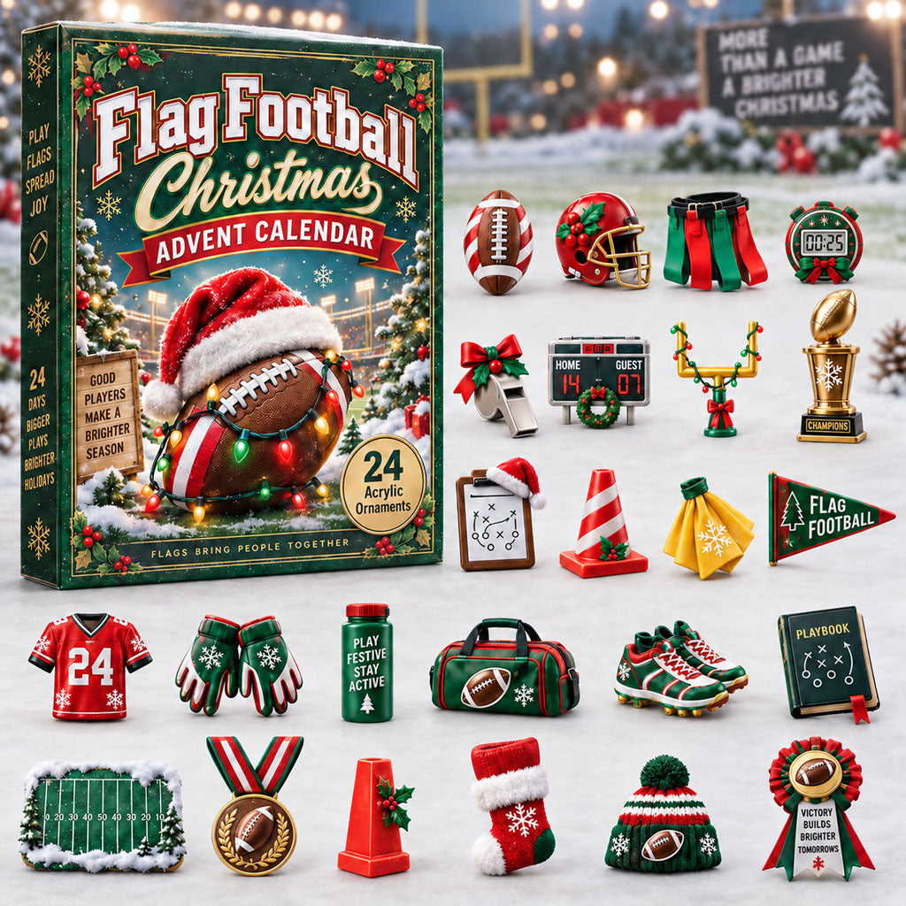 CHRISTMAS KICKOFF 40% OFF - Flag Football Christmas Advent Calendar 2026 - 24-Day Festive Countdown, Acrylic Charms Blind Box - Gift For Flag Football Lovers AC0HA393