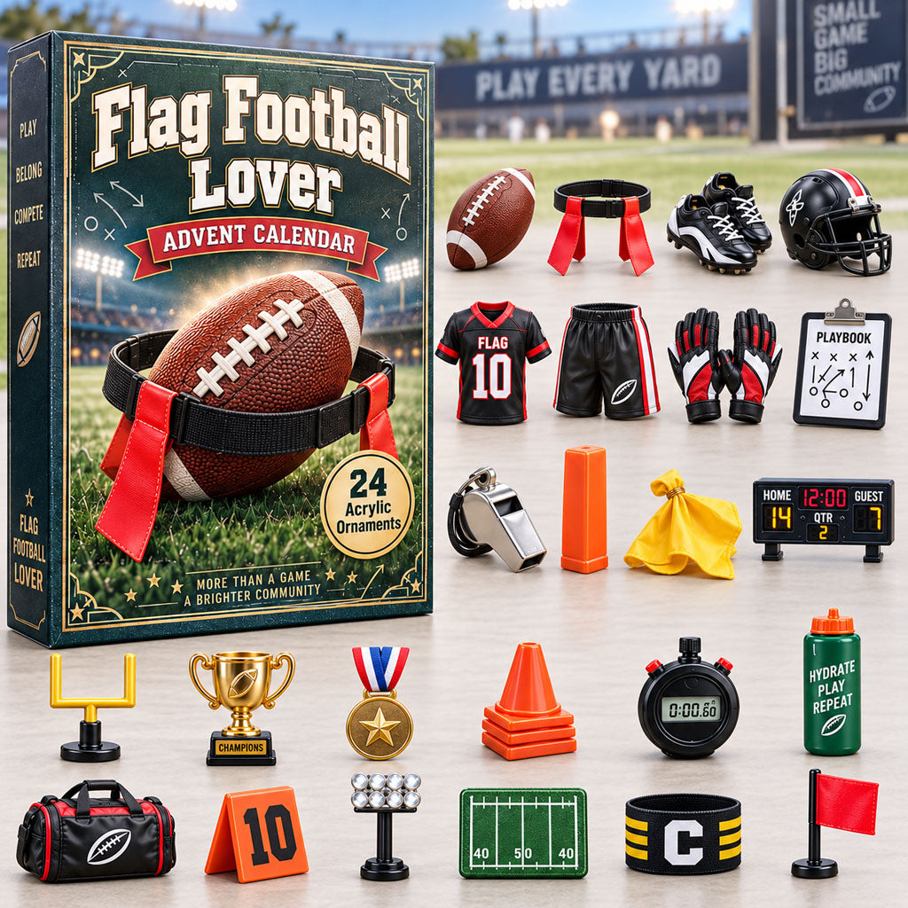 CHRISTMAS KICKOFF 40% OFF - Flag Football Lover Advent Calendar 2026 - 24-Day Festive Countdown, Acrylic Charms Blind Box - Gift For Flag Football Lovers AC0HA394