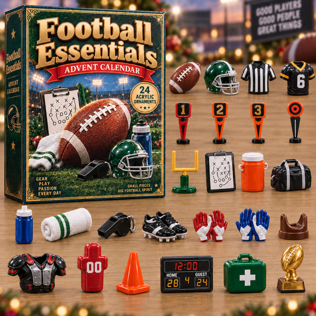 CHRISTMAS KICKOFF 40% OFF - Football Essentials Advent Calendar 2026 - 24-Day Festive Countdown, Acrylic Charms Blind Box - Gift For Football Lovers AC0NT491