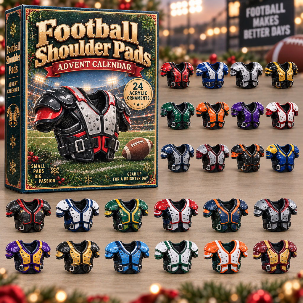 CHRISTMAS KICKOFF 40% OFF - Football Shoulder Pads Advent Calendar 2026 - 24-Day Festive Countdown, Acrylic Charms Blind Box - Gift For Football Lovers AC0NT493