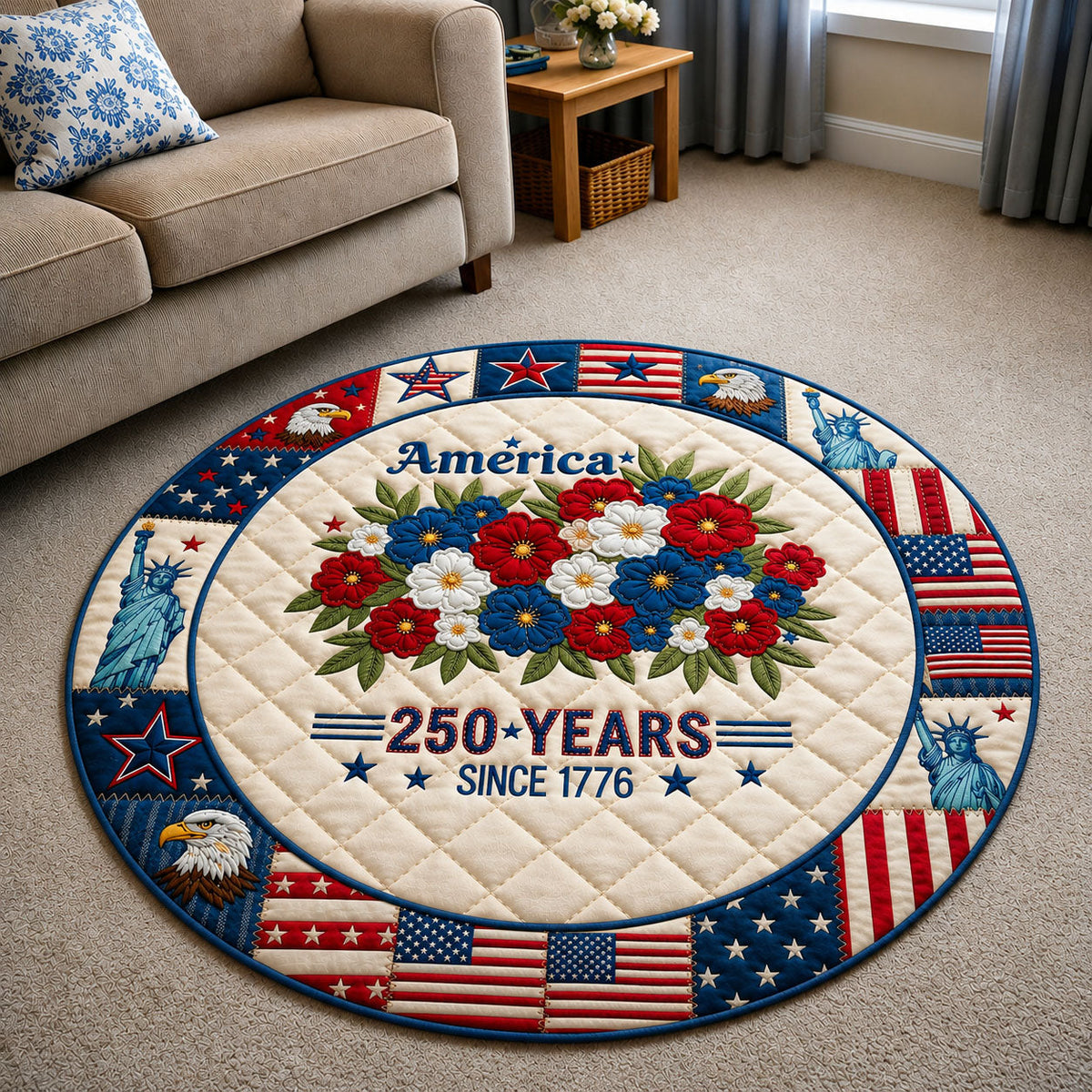 America 250 Years Quilted Round Mat GFTOHNL24