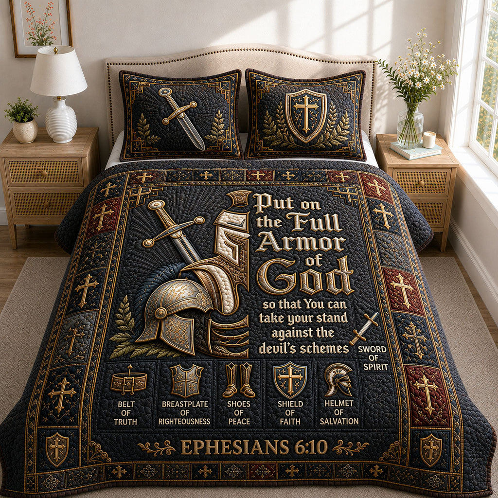 Full Armor Of God 3-Piece Quilted Bedding Set GFTOHNL638