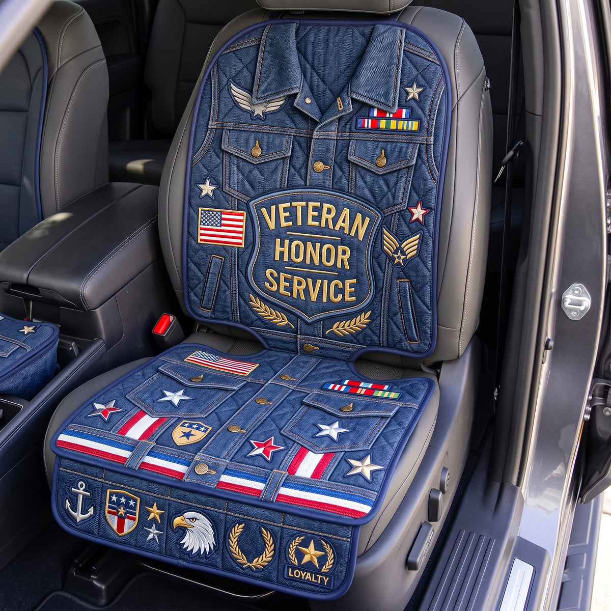 US Veteran Quilted Car Seat Protector GFTONMU3494