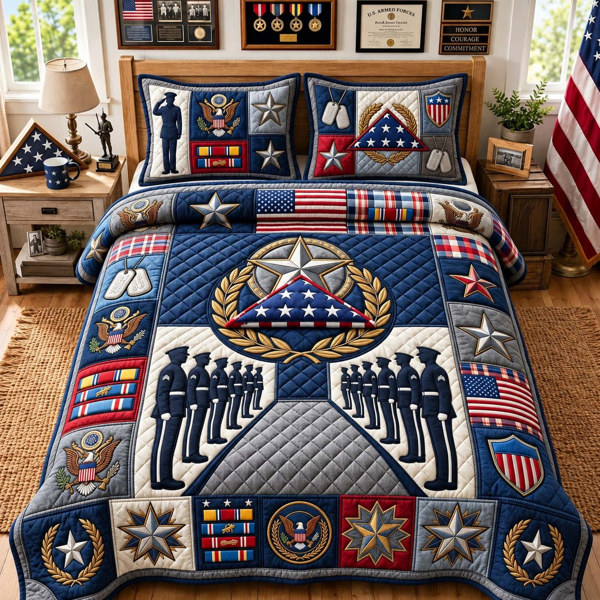 Honor Guard Tribute 3-Piece Quilted Bedding Set GFTONTD3621