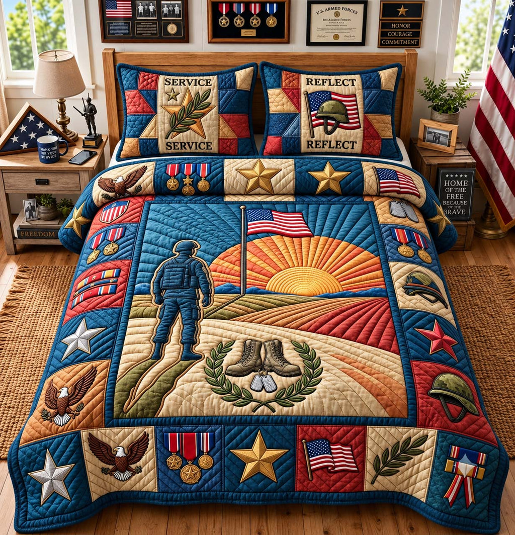 Service And Sacrifice 3-Piece Quilted Bedding Set GFTONTD3623