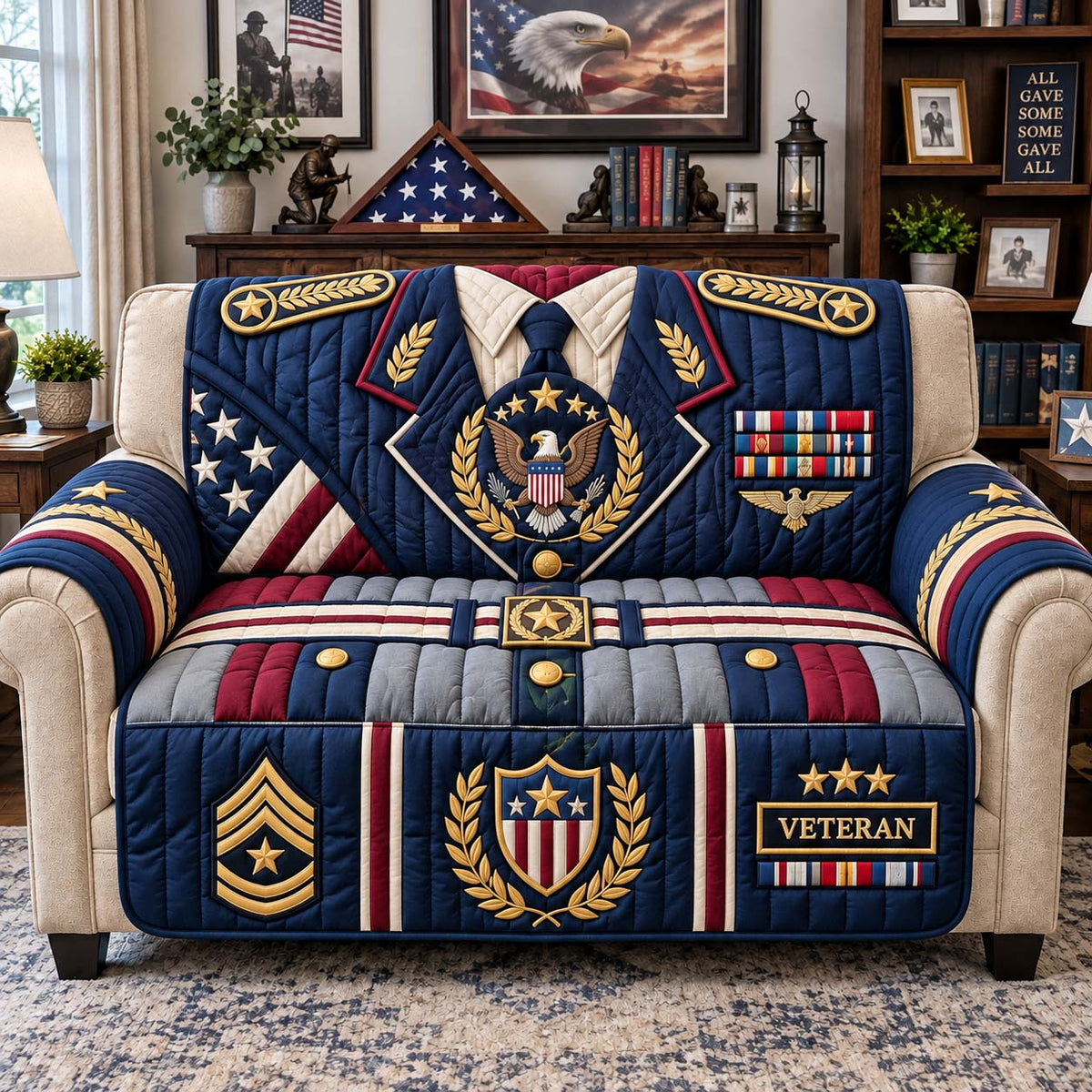 Veteran Dress Uniform Quilted Sofa Cover GFTONTD3632