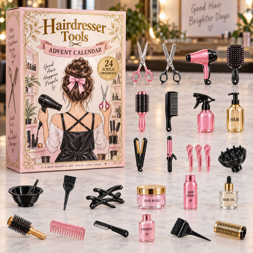 CHRISTMAS KICKOFF 40% OFF - Hairdresser Tools Advent Calendar 2026 - 24-Day Festive Countdown, Acrylic Charms Blind Box - Gift For Hairdressers AC0NT448