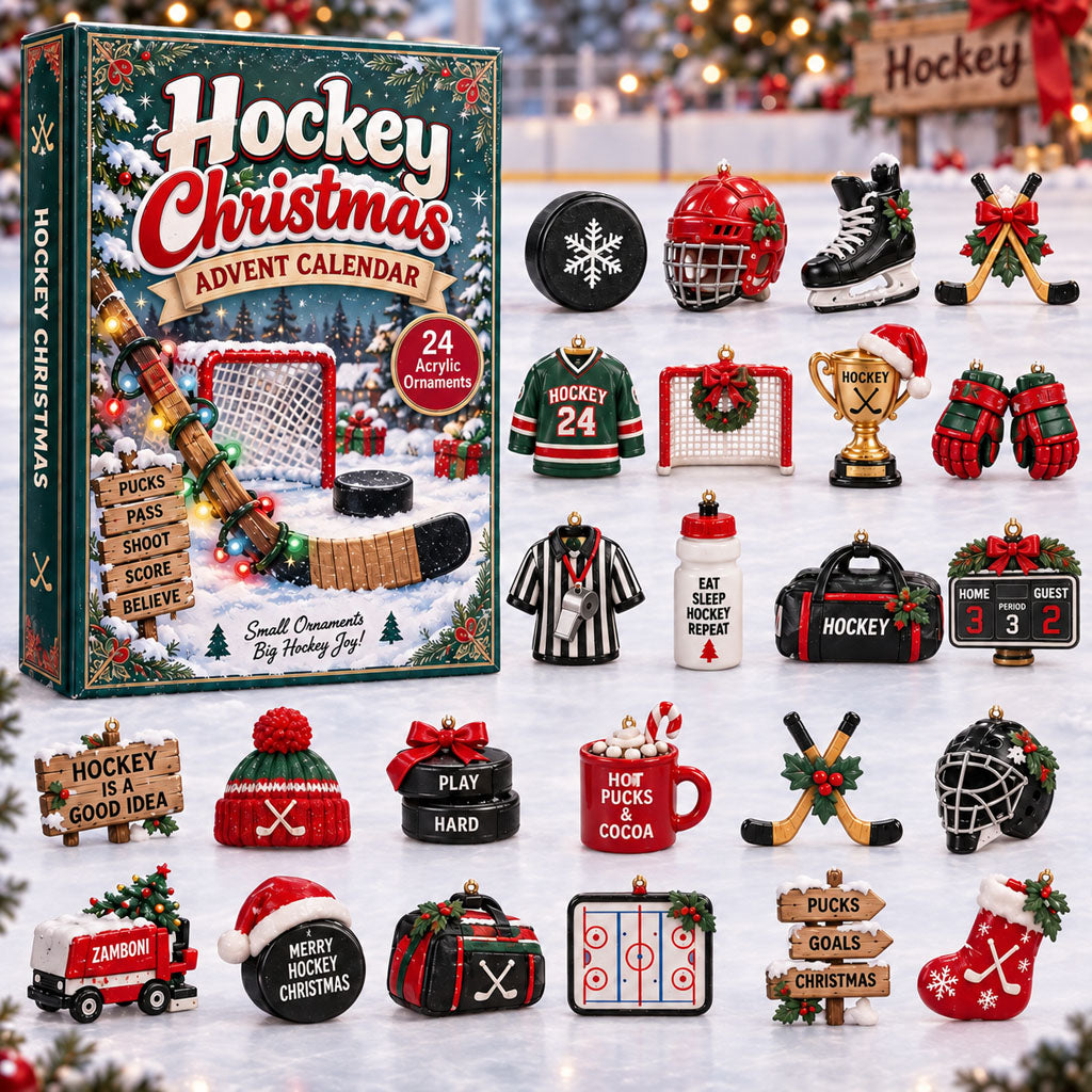 CHRISTMAS KICKOFF 40% OFF - Hockey Christmas Advent Calendar 2026 - 24-Day Festive Countdown, Acrylic Charms Blind Box - Gift For Hockey Lovers AC0HA342