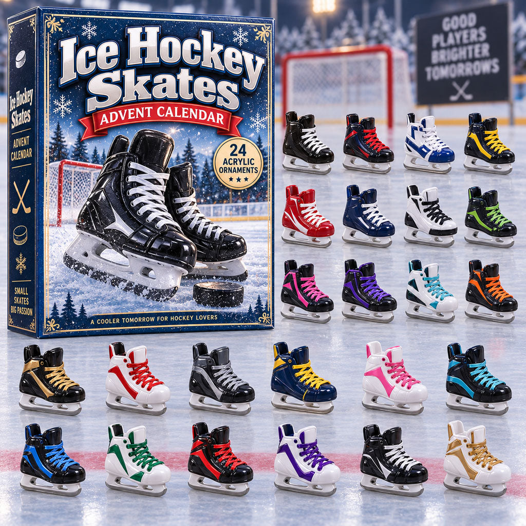 CHRISTMAS KICKOFF 40% OFF - Ice Hockey Skates Advent Calendar 2026 - 24-Day Festive Countdown, Acrylic Charms Blind Box - Gift For Ice Hockey Lovers AC0NT490