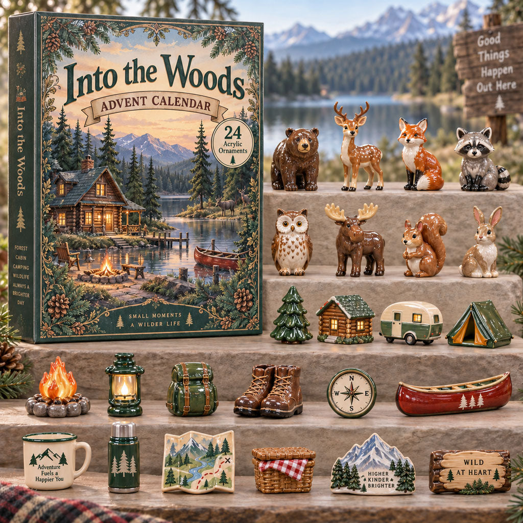 CHRISTMAS KICKOFF 40% OFF - Into the Woods Advent Calendar 2026 - 24-Day Festive Countdown, Acrylic Charms Blind Box - Gift For Camping Lovers AC0TH386