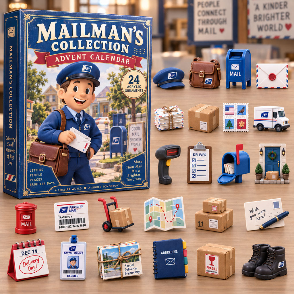 CHRISTMAS KICKOFF 40% OFF - Mailman Collection Advent Calendar 2026 - 24-Day Festive Countdown, Acrylic Charms Blind Box - Gift For Mailman, Mail Lovers AC0TM466
