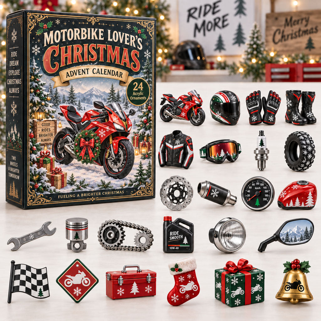 CHRISTMAS KICKOFF 40% OFF - Motorbike Lover Christmas Advent Calendar 2026 - 24-Day Festive Countdown, Acrylic Charms Blind Box - Gift For Motorcyclists, Motorcycle Lovers AC0TM472
