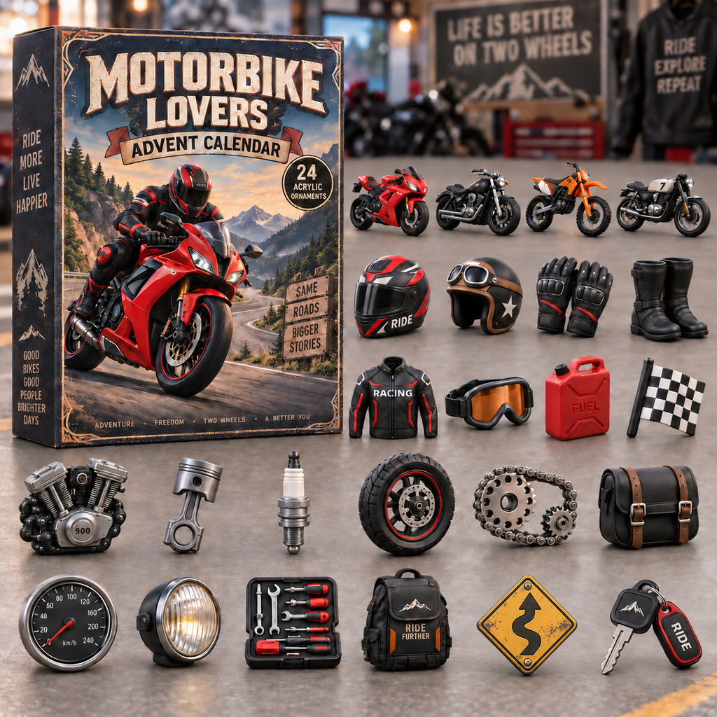 CHRISTMAS KICKOFF 40% OFF - Motorbike Lovers Advent Calendar 2026 - 24-Day Festive Countdown, Acrylic Charms Blind Box - Gift For Motorcyclists, Motorcycle Lovers AC0TM469