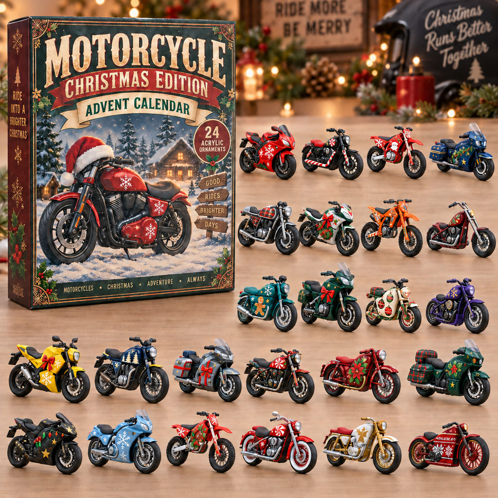 CHRISTMAS KICKOFF 40% OFF - Motorcycle Christmas Edition Advent Calendar 2026 - 24-Day Festive Countdown, Acrylic Charms Blind Box - Gift For Motorcyclists, Motorcycle Lovers AC0TM473