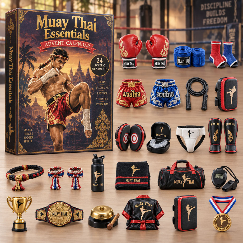 CHRISTMAS KICKOFF 40% OFF - Muay Thai Essentials Advent Calendar 2026 - 24-Day Festive Countdown, Acrylic Charms Blind Box - Gift For Muay Thai Lovers AC0NT434