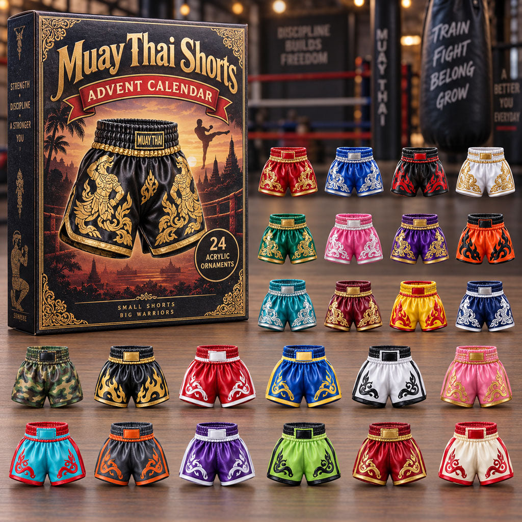 CHRISTMAS KICKOFF 40% OFF - Muay Thai Shorts Advent Calendar 2026 - 24-Day Festive Countdown, Acrylic Charms Blind Box - Gift For Muay Thai Lovers AC0NT432
