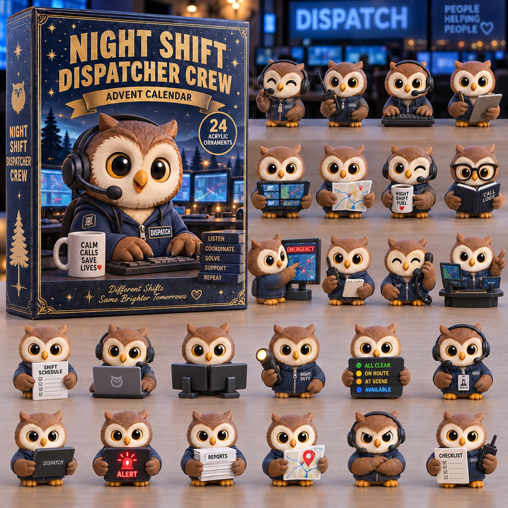 CHRISTMAS KICKOFF 40% OFF - Night Shift Dispatcher Crew Advent Calendar 2026 - 24-Day Festive Countdown, Acrylic Charms Blind Box - Gift For Dispatcher AC0TM447