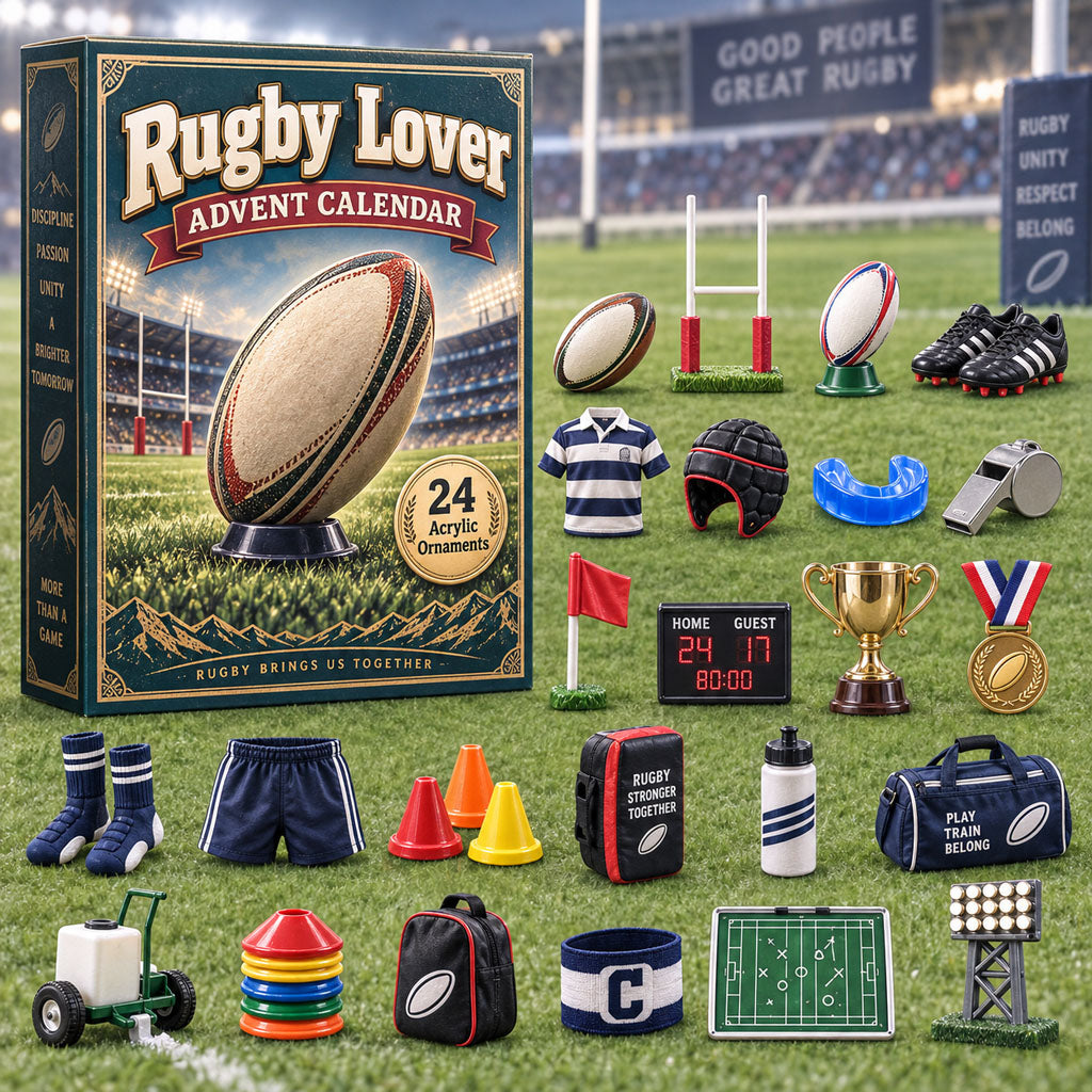 CHRISTMAS KICKOFF 40% OFF - Rugby Lover Advent Calendar 2026 - 24-Day Festive Countdown, Acrylic Charms Blind Box - Gift For Rugby Lovers AC0HA399