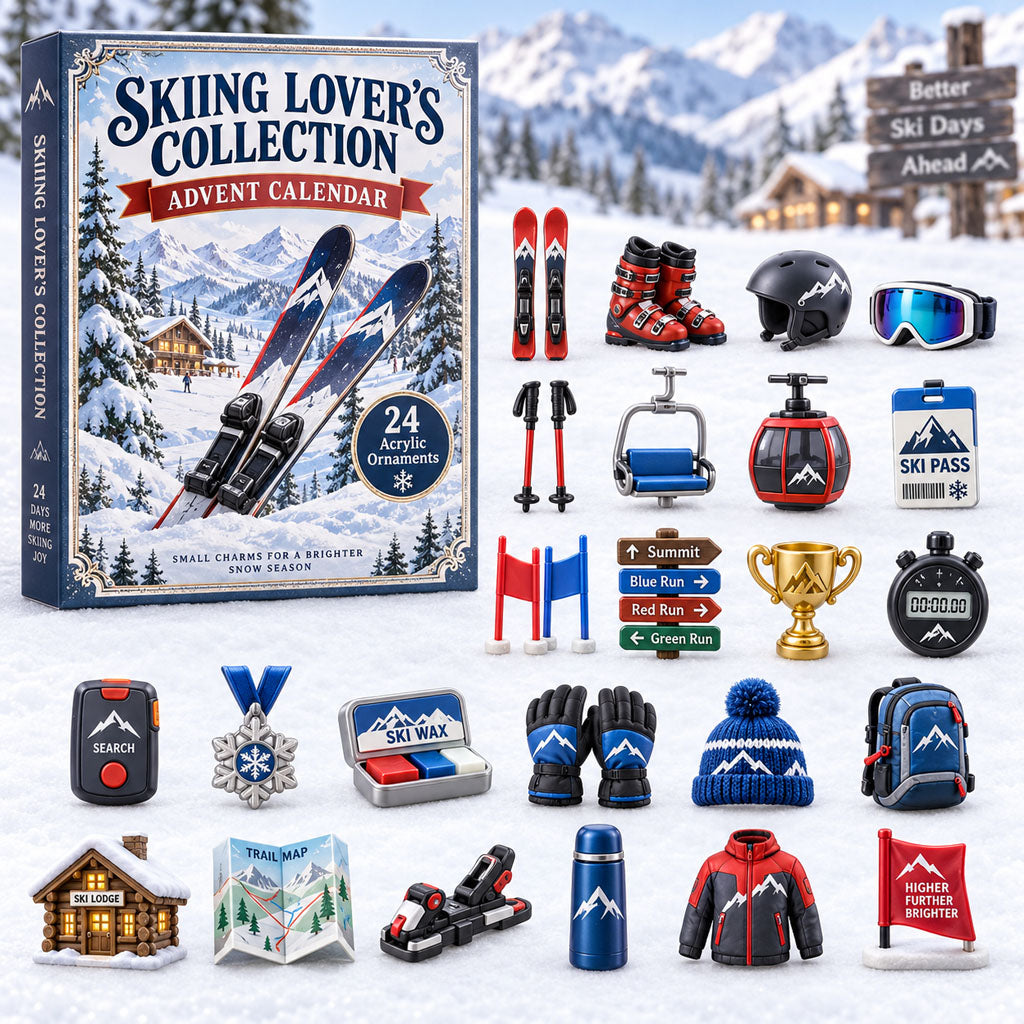 CHRISTMAS KICKOFF 40% OFF - Skiing Lover Collection Advent Calendar 2026 - 24-Day Festive Countdown, Acrylic Charms Blind Box - Gift For Skiing Lovers AC0TM453