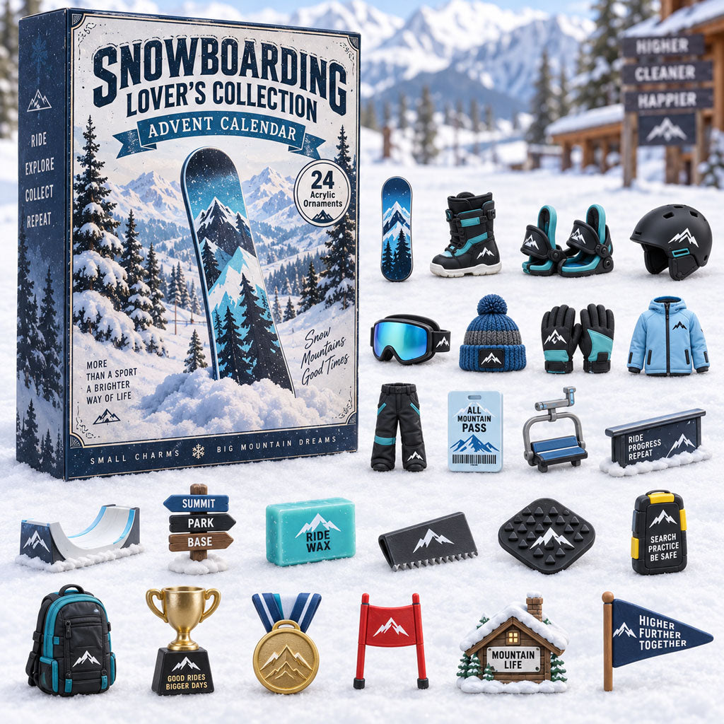 CHRISTMAS KICKOFF 40% OFF - Snowboarding Lover Collection Advent Calendar 2026 - 24-Day Festive Countdown, Acrylic Charms Blind Box - Gift For Snowboarding Lovers AC0TM459