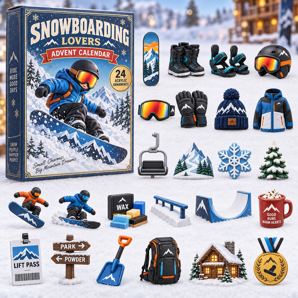 CHRISTMAS KICKOFF 40% OFF - Snowboarding Lovers Advent Calendar 2026 - 24-Day Festive Countdown, Acrylic Charms Blind Box - Gift For Snowboarding Lovers AC0TM457