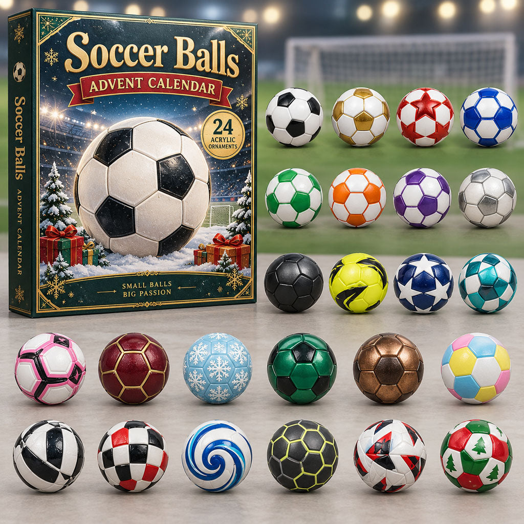 CHRISTMAS KICKOFF 40% OFF - Soccer Balls Advent Calendar 2026 - 24-Day Festive Countdown, Acrylic Charms Blind Box - Gift For Soccer Lovers AC0NT537