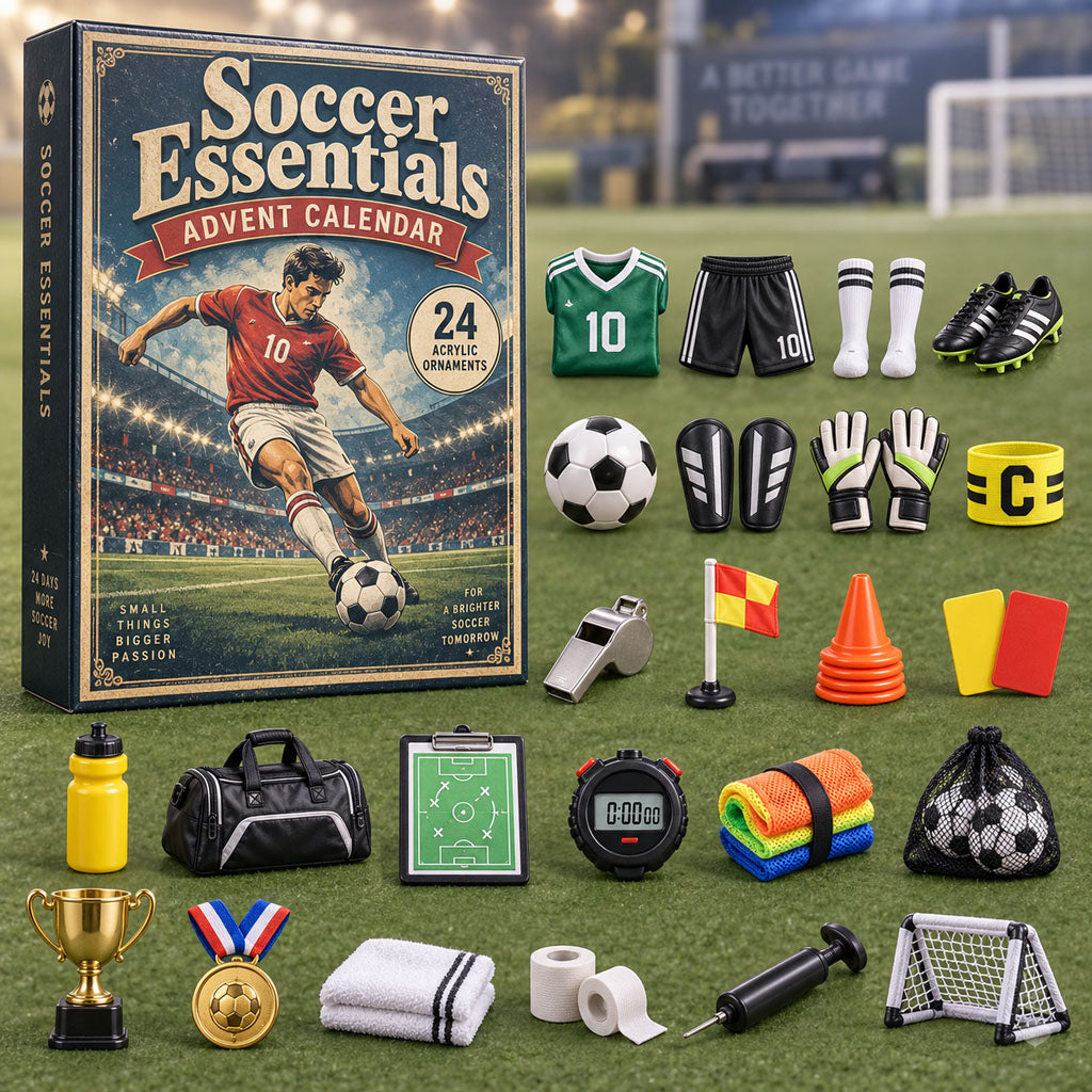 CHRISTMAS KICKOFF 40% OFF - Soccer Essentials Advent Calendar 2026 - 24-Day Festive Countdown, Acrylic Charms Blind Box - Gift For Soccer Lovers AC0NT536