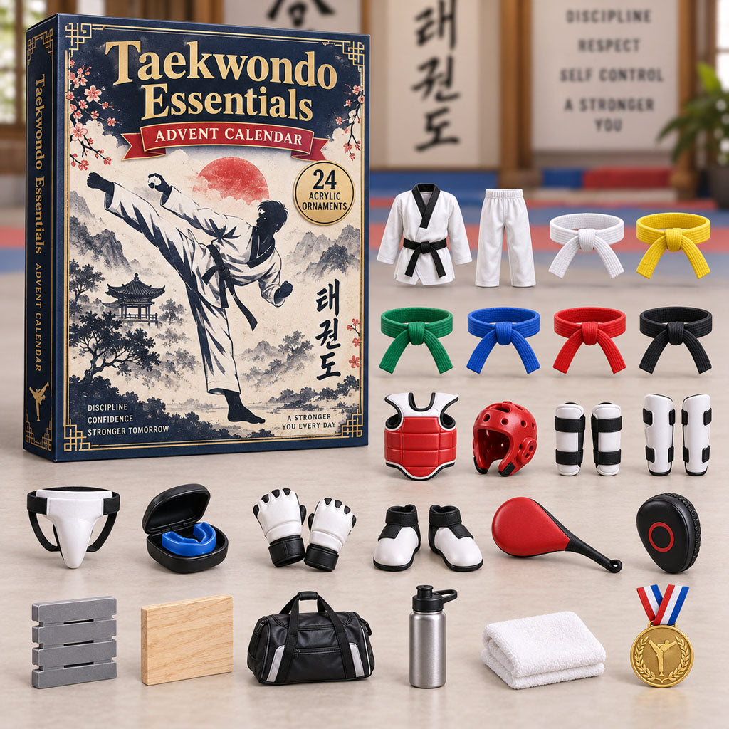 CHRISTMAS KICKOFF 40% OFF - Taekwondo Essentials Advent Calendar 2026 - 24-Day Festive Countdown, Acrylic Charms Blind Box - Gift For Taekwondo Lovers AC0NT440