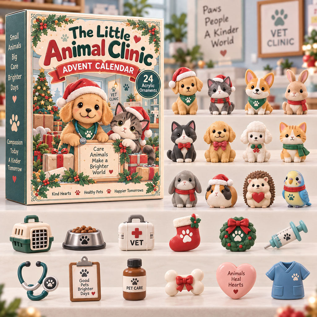 CHRISTMAS KICKOFF 40% OFF - The Little Animal Clinic Advent Calendar 2026 - 24-Day Festive Countdown, Acrylic Charms Blind Box - Gift For Vet Tech Lovers AC0TH360
