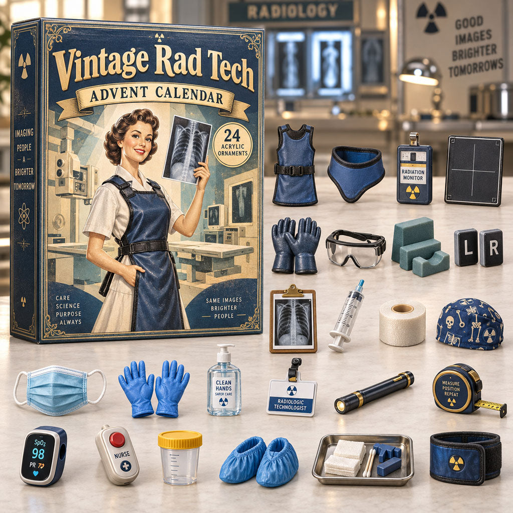 CHRISTMAS KICKOFF 40% OFF - Vintage Rad Tech Advent Calendar 2026 - 24-Day Festive Countdown, Acrylic Charms Blind Box - Gift For Rad Techs AC0NT470
