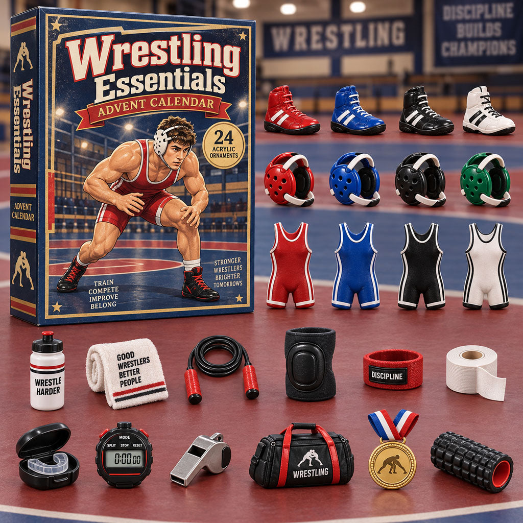 CHRISTMAS KICKOFF 40% OFF - Wrestling Essentials Advent Calendar 2026 - 24-Day Festive Countdown, Acrylic Charms Blind Box - Gift For Wrestling Lovers AC0NT508