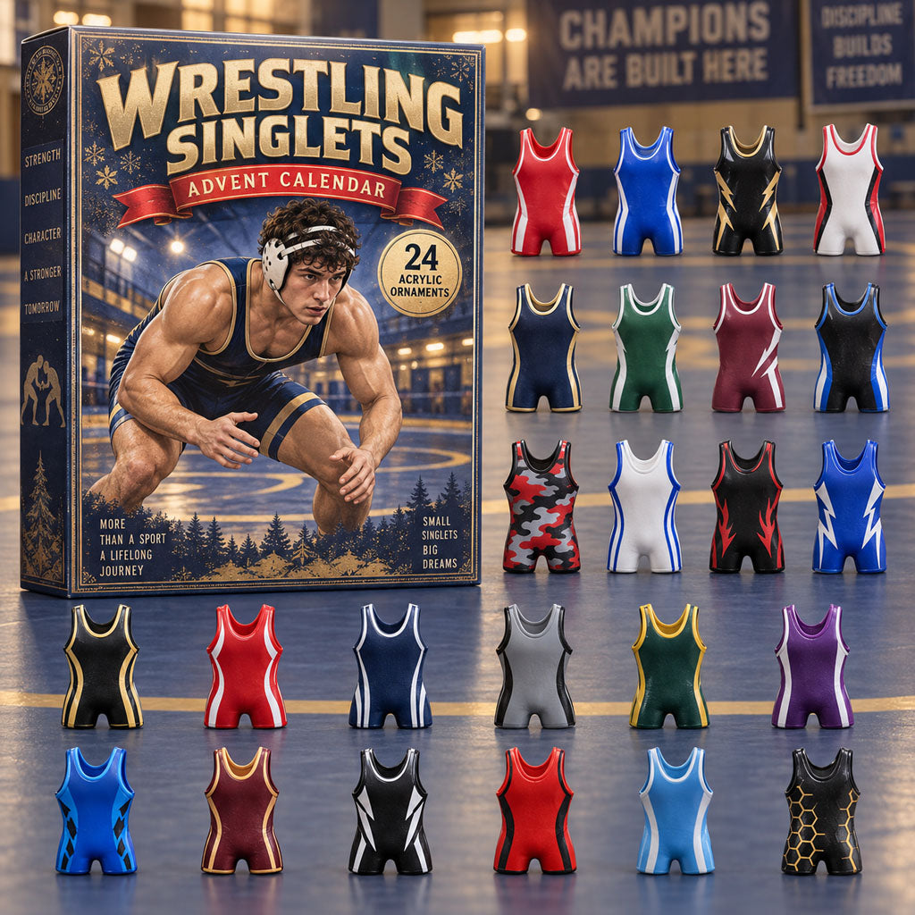 CHRISTMAS KICKOFF 40% OFF - Wrestling Singlets Advent Calendar 2026 - 24-Day Festive Countdown, Acrylic Charms Blind Box - Gift For Wrestling Lovers AC0NT507
