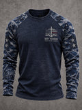 Men's Navy Veteran Print Casual Top