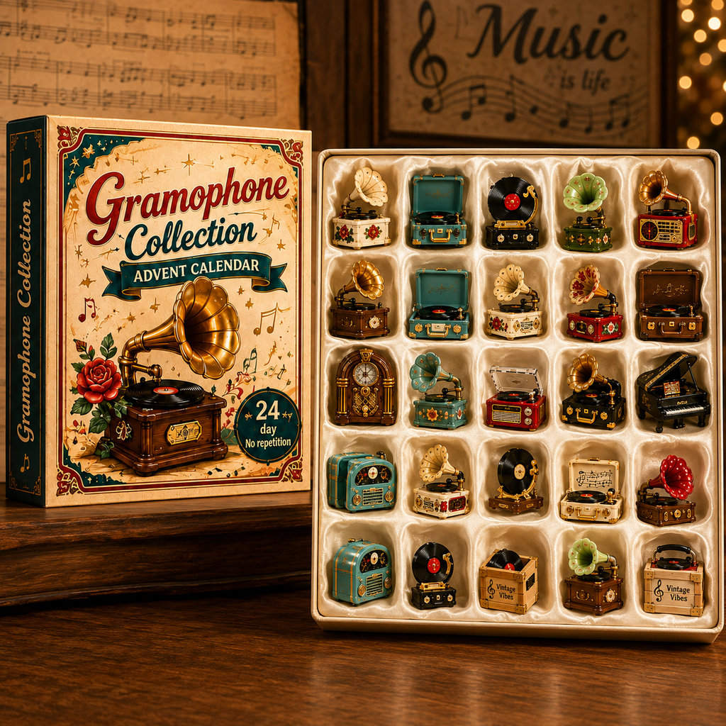 Gramophone Collection Advent Calendar 2026 – 24 Vintage Record Player & Music Miniatures, Retro Collectible Gift for Music Lovers