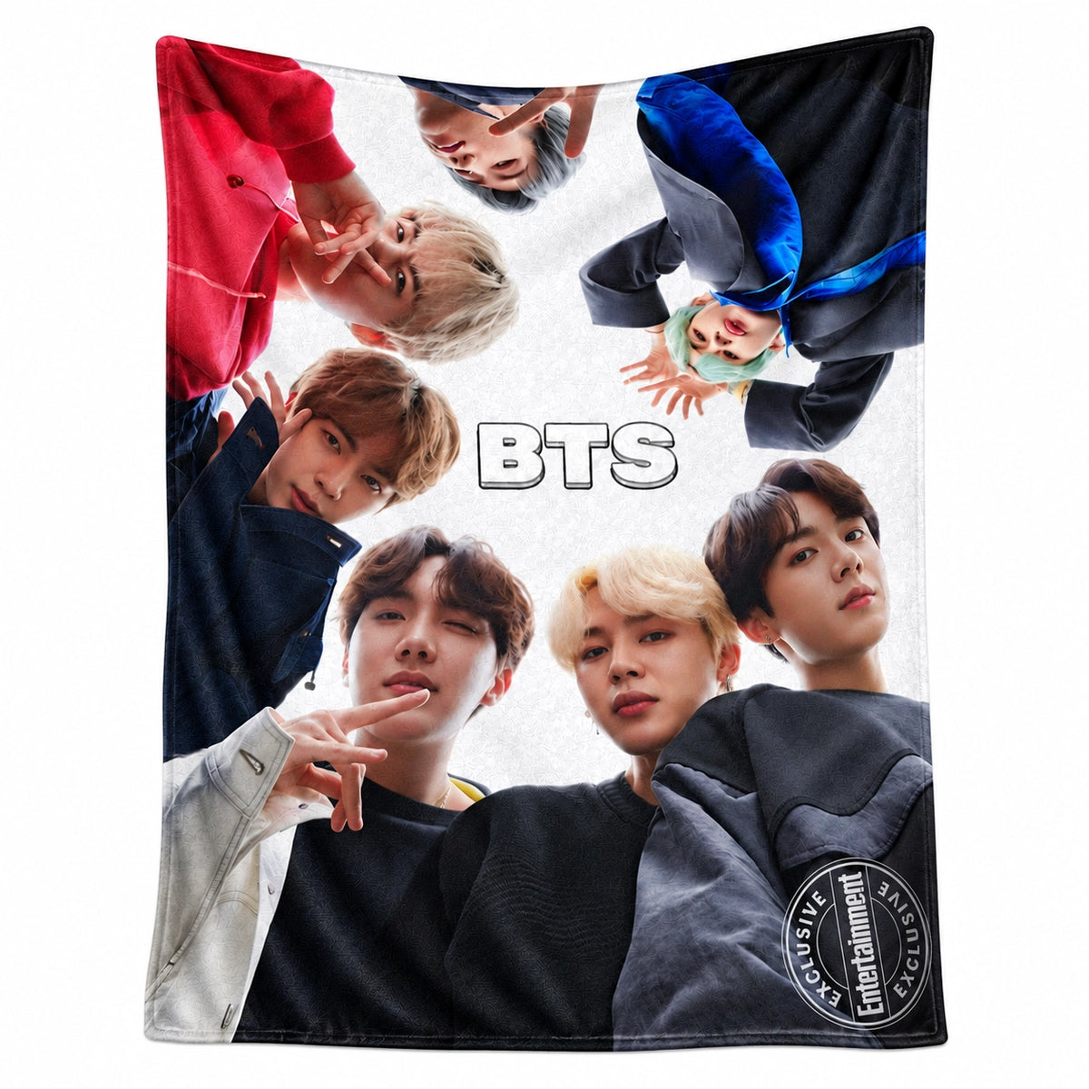 BTS Group Print Cozy Flannel Throw Blanket