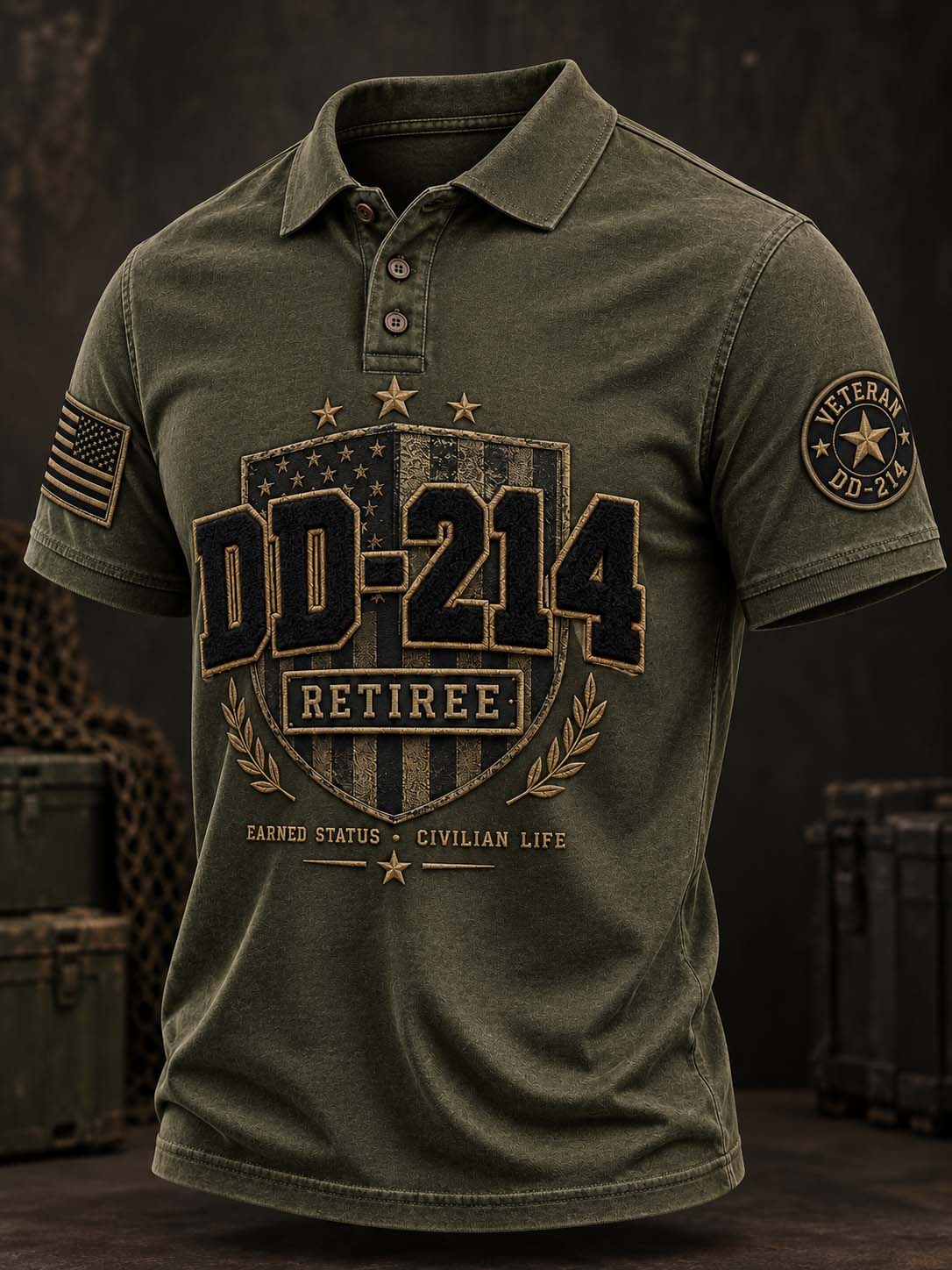 Men's Veterans Day DD-214 Retiree Printed Shirt