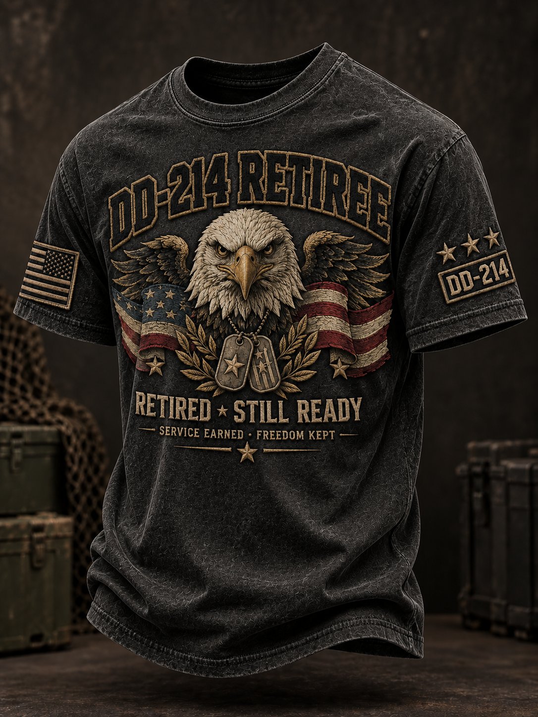 Men's Veterans Day DD-214 Retiree Printed Casual Tops