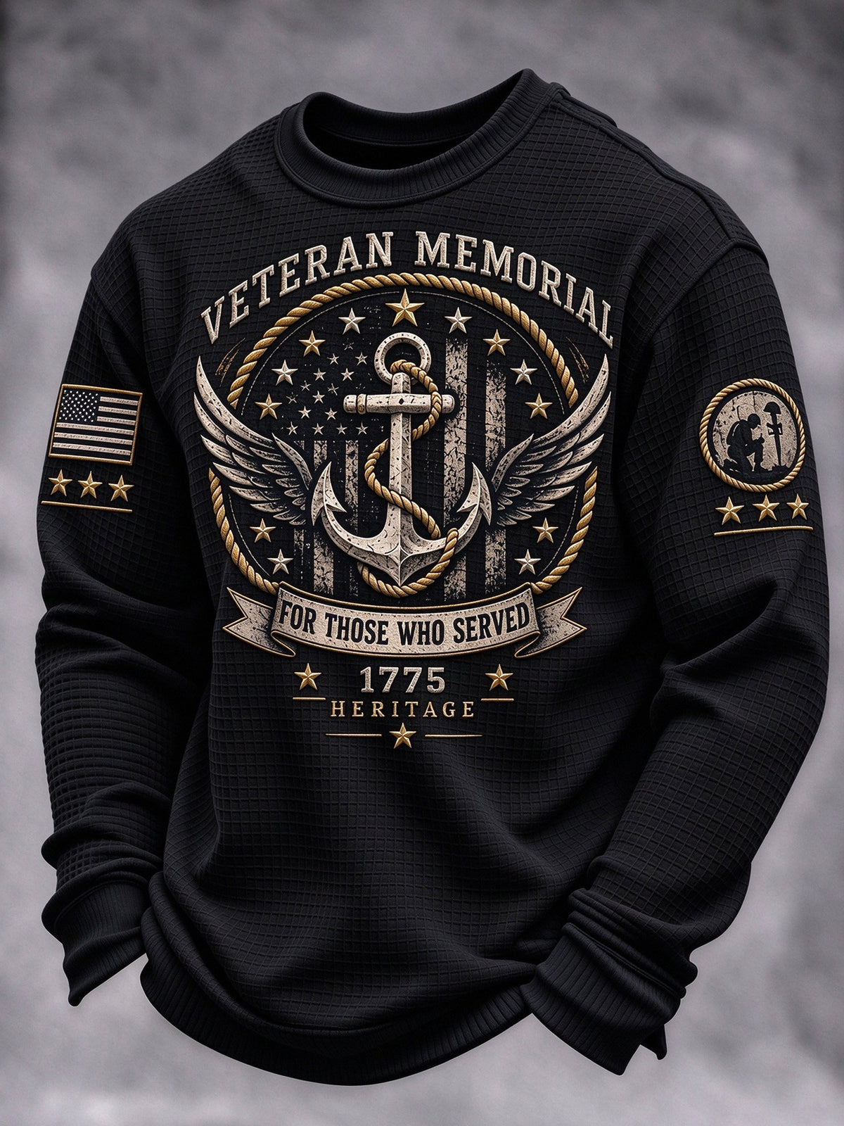 Men's Veteran-Print Casual Sweatshirt