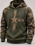 Men's Casual Veteran-Print Hoodie