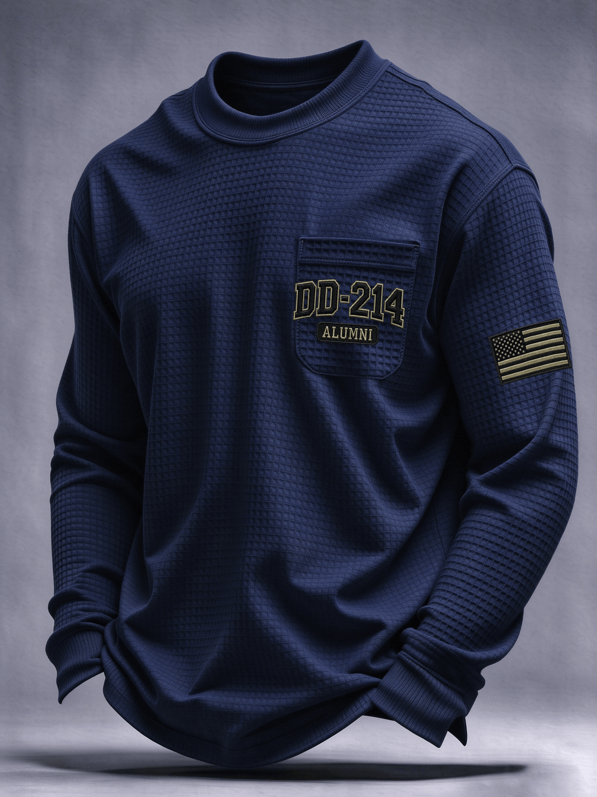 Men's Veteran Pride DD-214 Printed Waffle Long-Sleeve Pocket T-Shirt