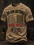 Men's Veterans Day DD-214 Retiree Printed Casual Tops