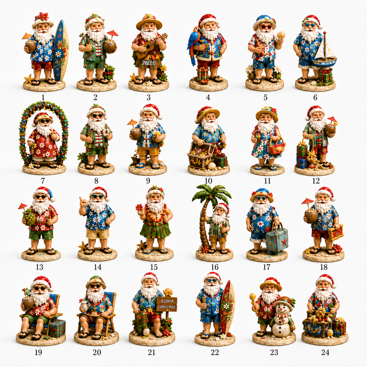 ✨24-Day Christmas Countdown Advent Calendar –Beach Santa